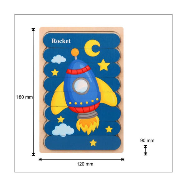 Dubbelzijdige Kinderpuzzel - Set 2-in-1 - Montessori Speelgoed - Set Vliegtuig en Raket - Afbeelding 3