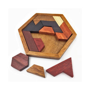 Houten Puzzel - Tangram Mini Hexagon - Educatief Speelgoed - Vanaf 3 jaar