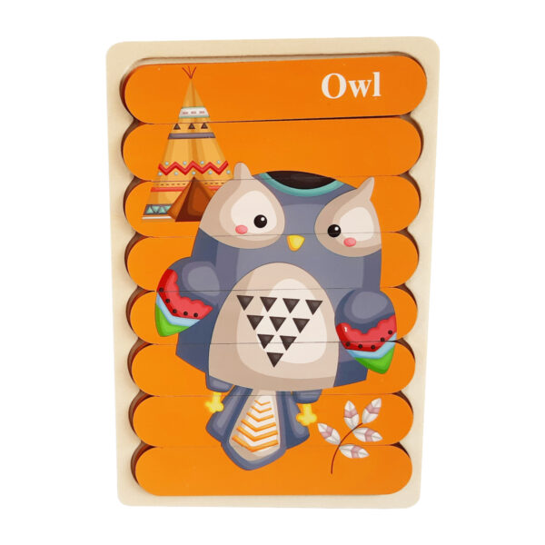Dubbelzijdige Kinderpuzzel - Set 2-in-1 - Montessori Speelgoed - Set Uil en Vos - Afbeelding 7