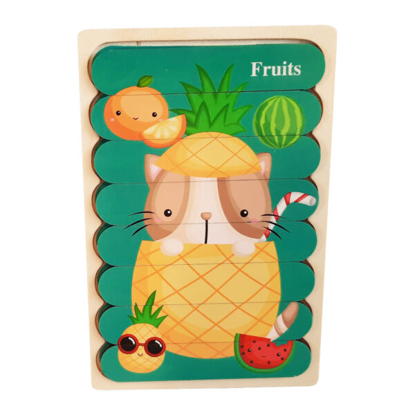 Dubbelzijdige Kinderpuzzel - Set 2-in-1 - Montessori Speelgoed - Set Kat en Hond (Fruit en Groenten) - Afbeelding 7