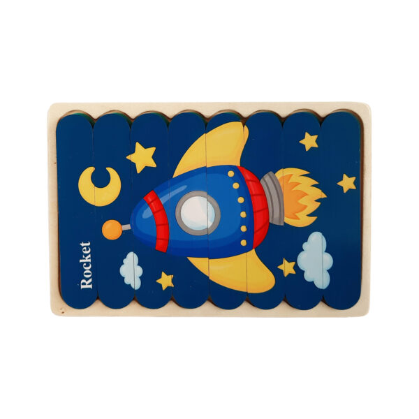 Dubbelzijdige Kinderpuzzel - Set 2-in-1 - Montessori Speelgoed - Set Vliegtuig en Raket - Afbeelding 7